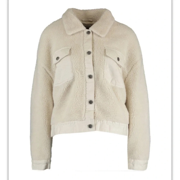 NWT Womens Stoosh Denim Faux Fur Sherpa Trucker Jacket
Cream shearling small - Picture 1 of 12